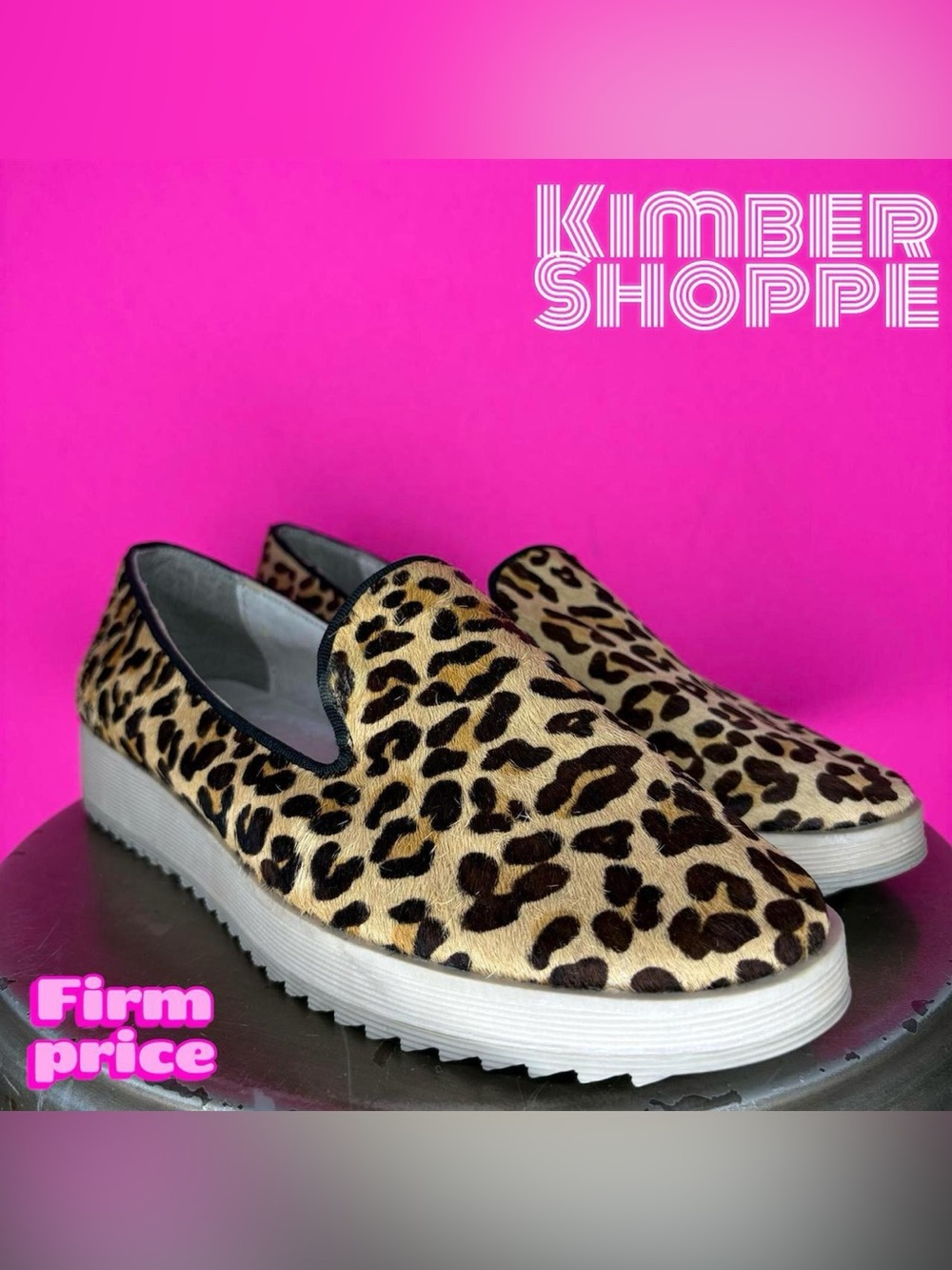 Andrew Stevens Zinnia Leopard Calf Hair Platform Loafer US 9 EU 40 UK 6.5